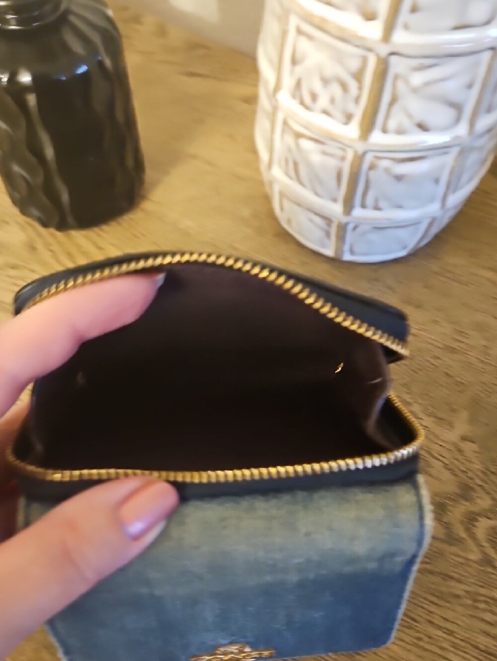 Coach Blue Denim Wallet with Gold Logo Accent - Picture 5 of 7